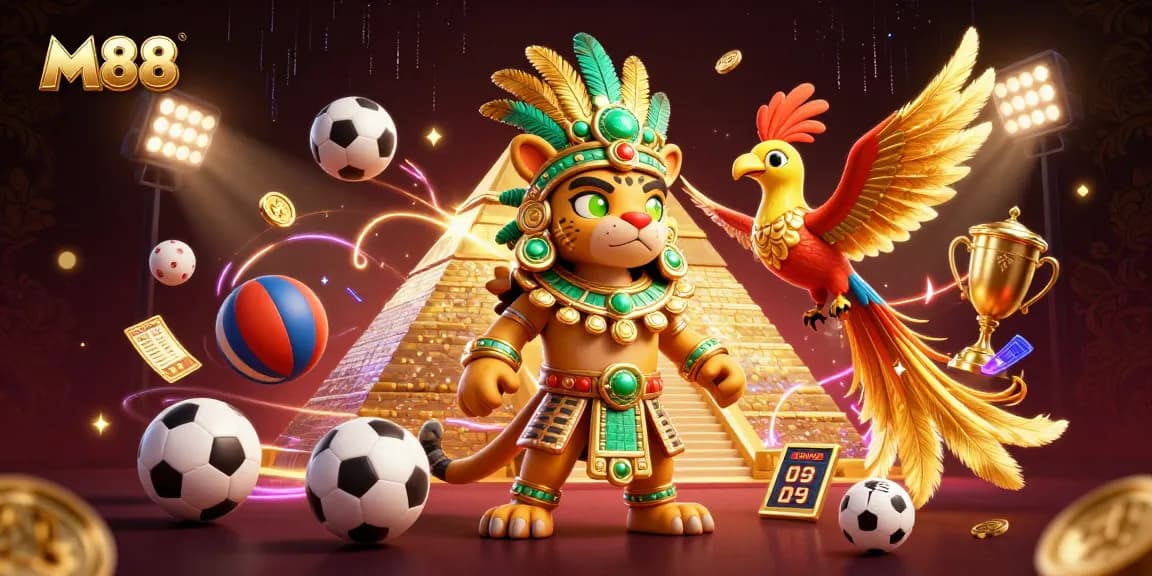 M88 menawarkan pengalaman taruhan olahraga yang kaya dan menarik dengan karakter unik dalam ilustrasi 3D.