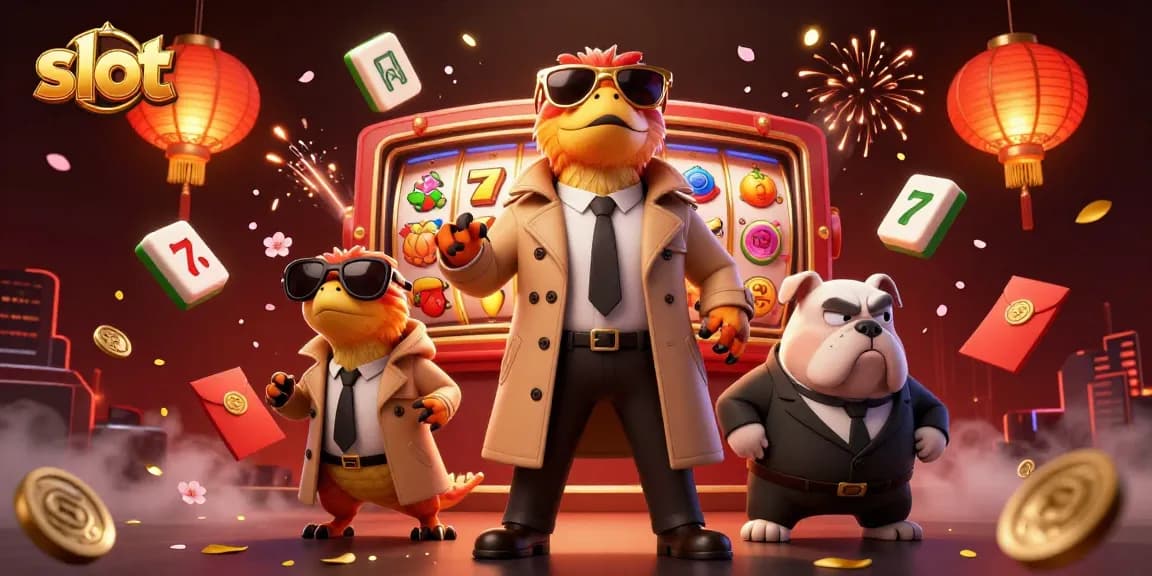 Experience exciting slot games with animated characters in a casino setting, promising thrilling gameplay.