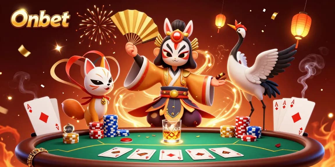 Join the excitement at Onbet with this vibrant poker-themed illustration featuring engaging characters and elements.