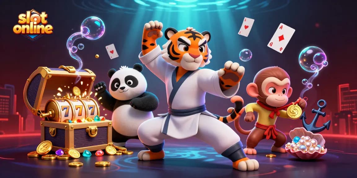 Menangkan permainan slot online dengan berbagai simbol menarik dalam ilustrasi 3D yang penuh aksi.