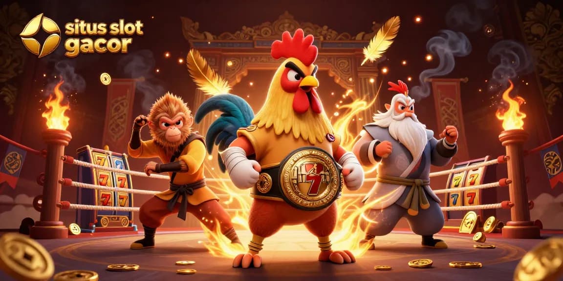 Experience the thrill of situs slot gacor with lively characters in a bustling casino atmosphere.
