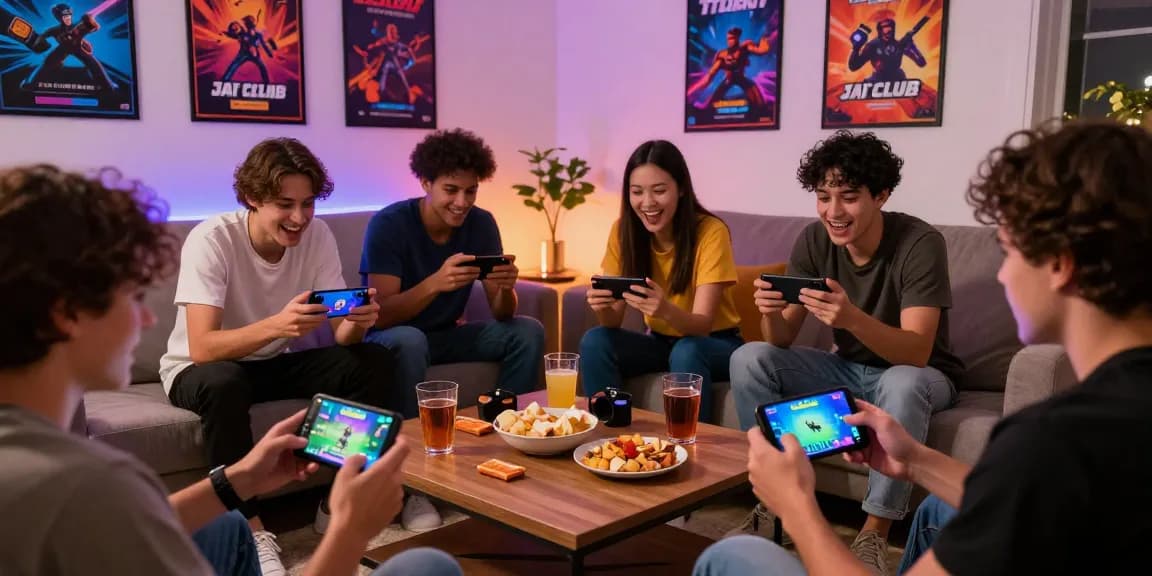 jaiclub login scene with friends enjoying gaming session in cozy living room