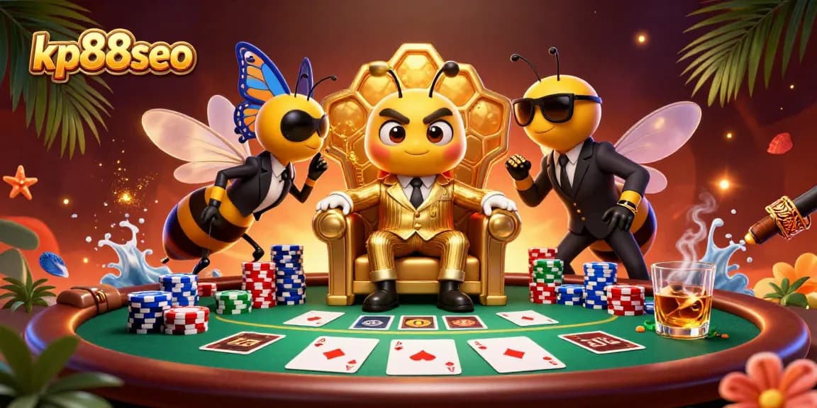 Engage in thrilling poker action at kp88seo featuring rich casino elements and vibrant characters.