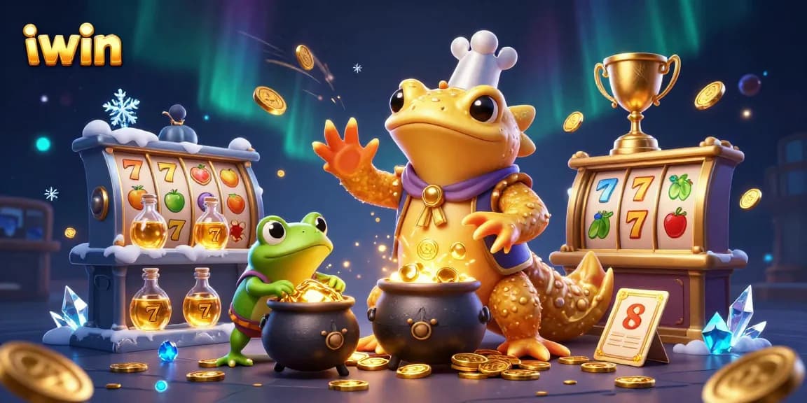 Experience iwin's magical 3D casino adventure with golden coins and vibrant slot reels.