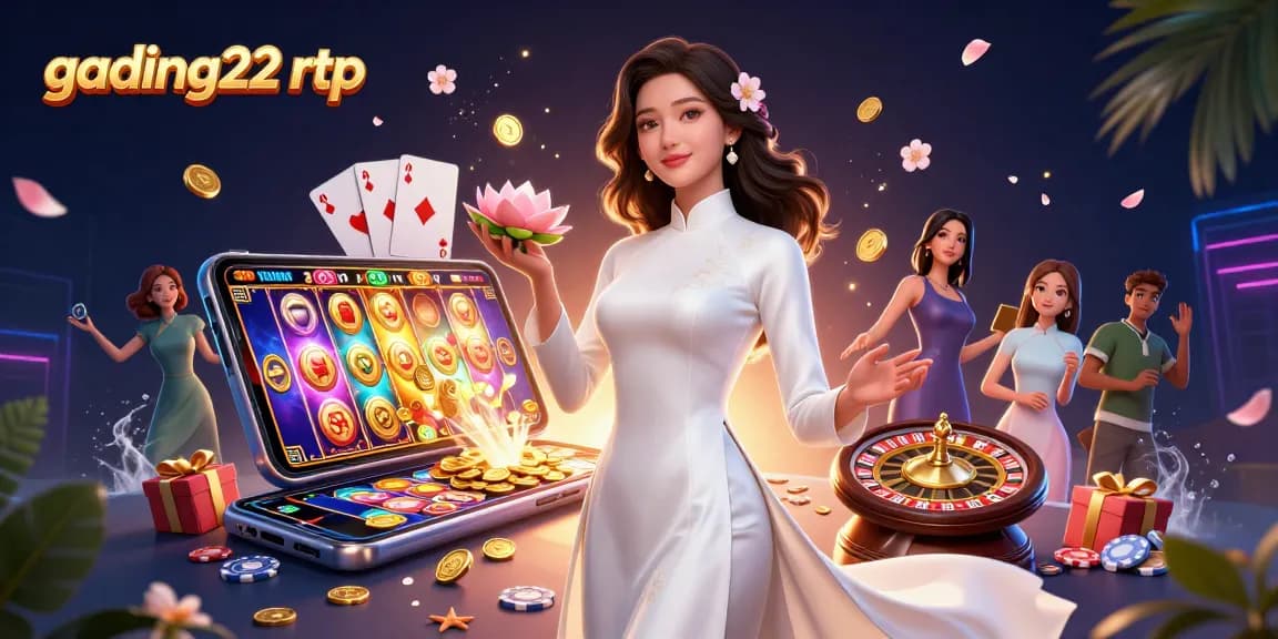 Experience the thrill of gading22 rtp with a photorealistic casino scene filled with vibrant elements.
