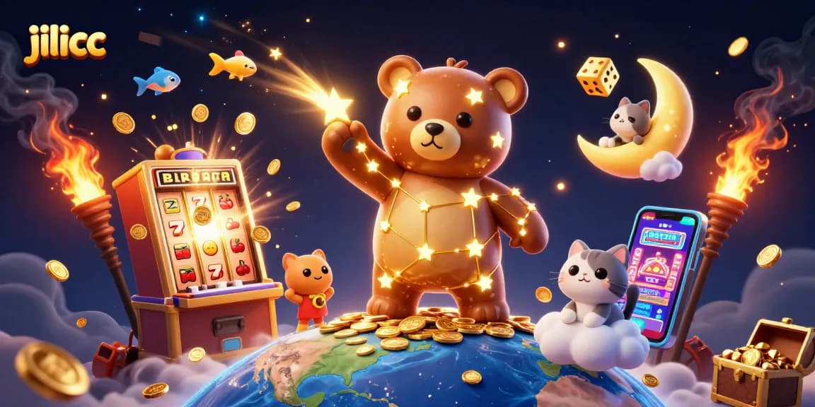 Experience winning moments with JILICC's vibrant 3D illustration showcasing fun casino elements.