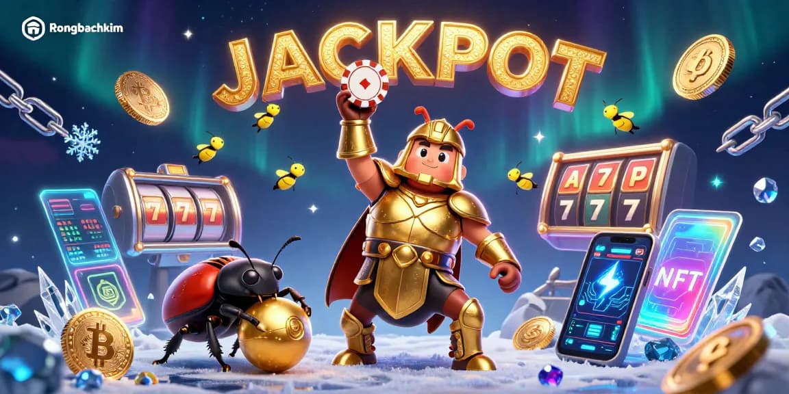 Experience victory with Rongbachkim in this vibrant 3D illustration featuring casino-themed elements.