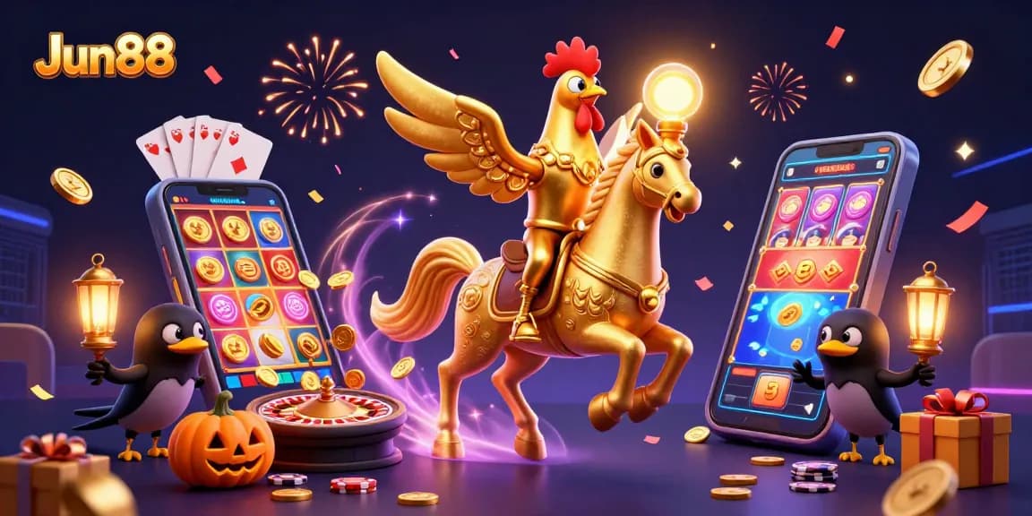 Experience thrilling moments at Jun88 casino with a festive scene highlighting gaming excitement.