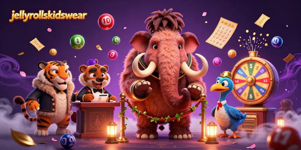 Jellyrollskidswear menghadirkan suasana kasino dengan mammoth dan harimau dalam acara lotere yang meriah.