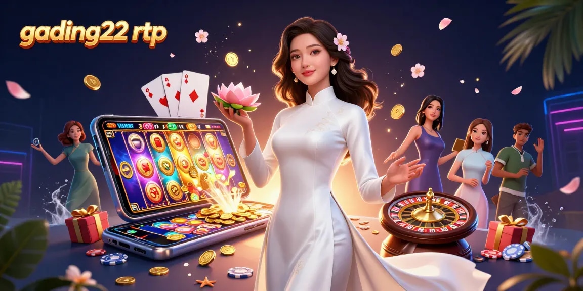 Experience the thrill of gading22 rtp with a photorealistic casino scene filled with vibrant elements.