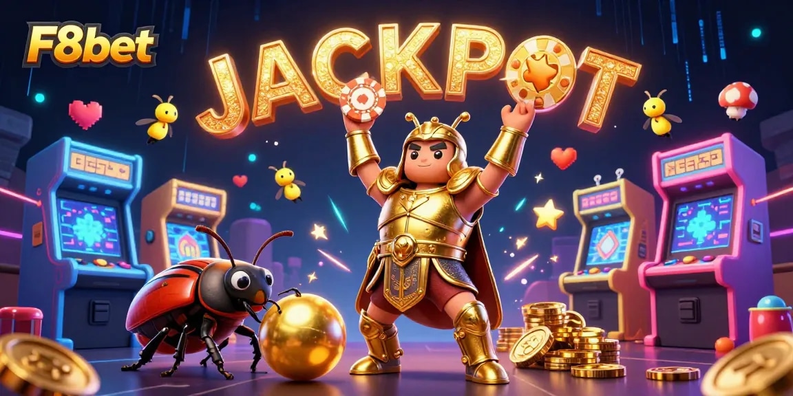 Engage with F8bet's vibrant casino adventure featuring cartoon characters and gaming action.