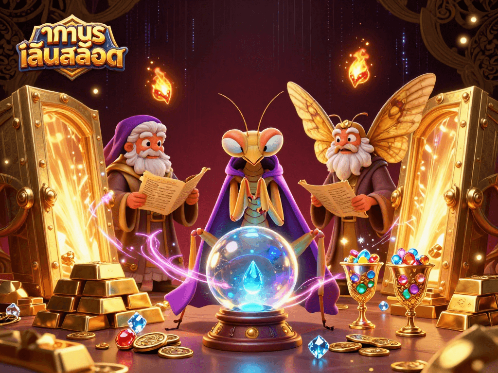 Experience ทดลองเล่นสล็อต with vibrant 3D visuals showcasing a magical scene of fortune and treasures.