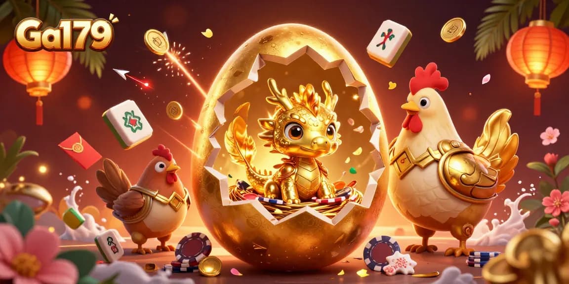 Engage with high-stakes gaming at Ga179 featuring an opulent scene of golden elements and casino fun.
