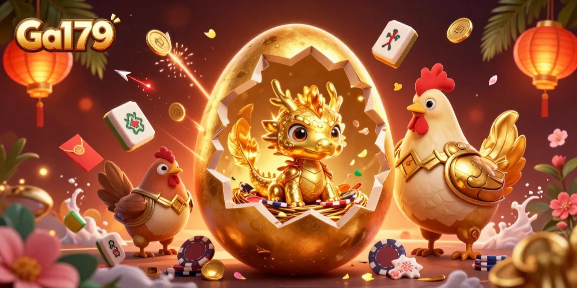 Engage with high-stakes gaming at Ga179 featuring an opulent scene of golden elements and casino fun.