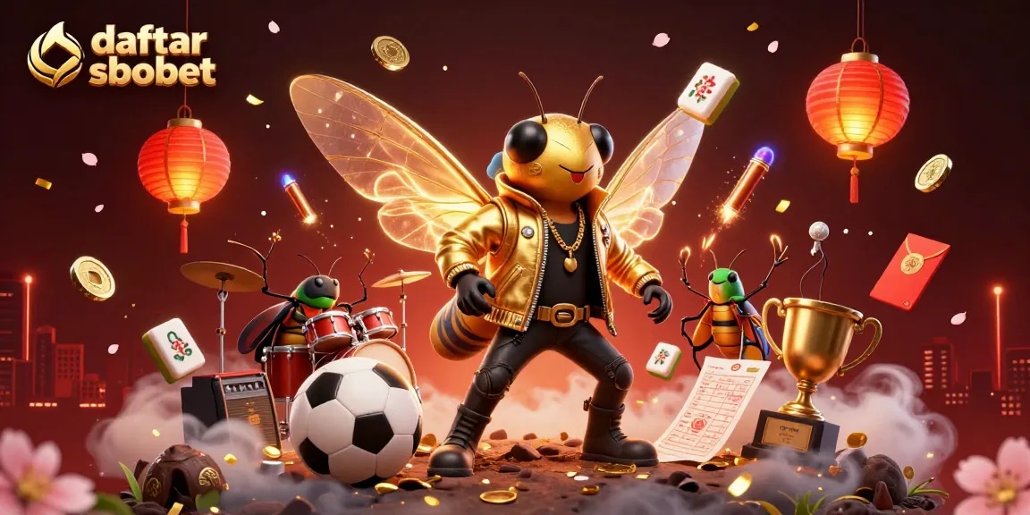 Engage in daftar sbobet with dynamic sports betting elements surrounding vibrant characters in an exciting scene.