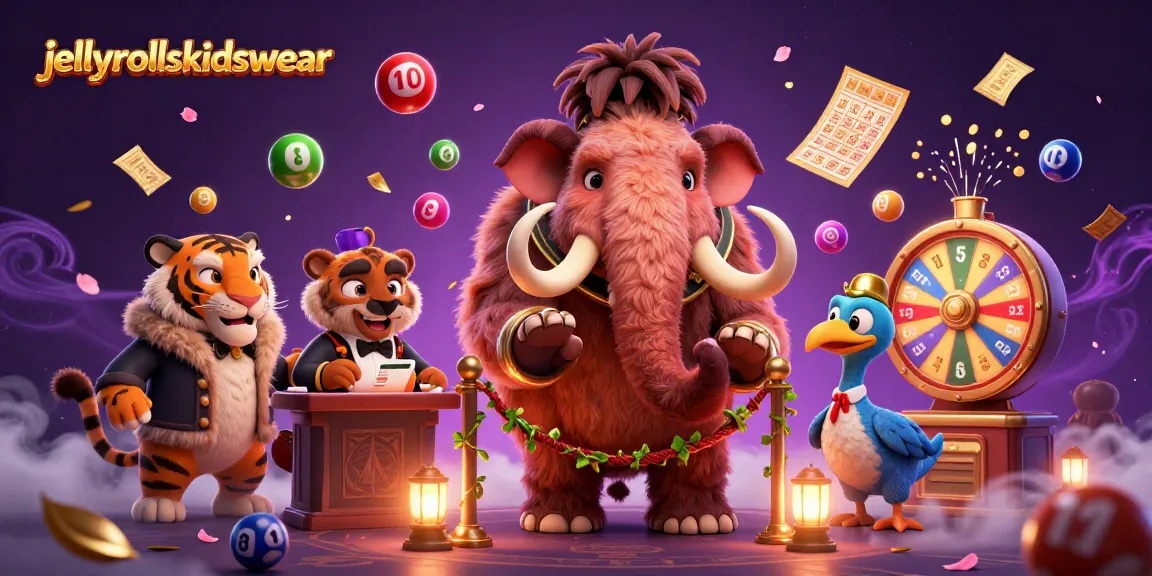 Jellyrollskidswear menghadirkan suasana kasino dengan mammoth dan harimau dalam acara lotere yang meriah.