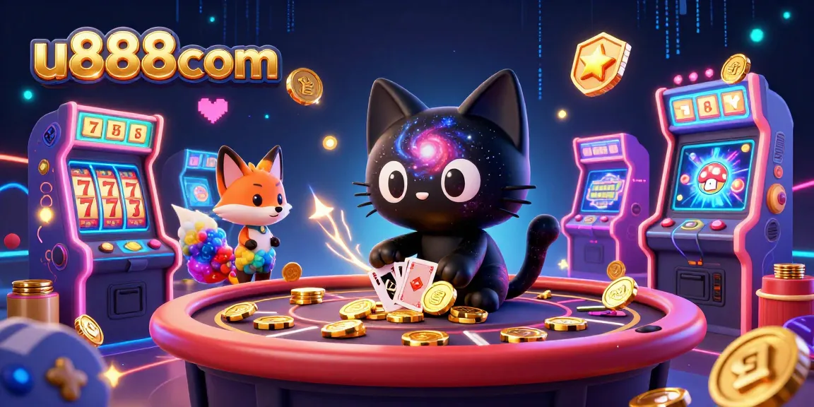 u888com engages players with a vibrant cosmic casino scene featuring unique characters and slot elements.