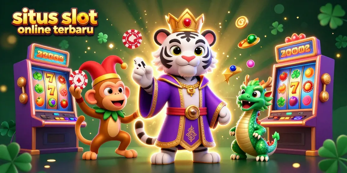 Play exciting games at situs slot online terbaru, featuring vibrant characters, slot machines, and rich casino elements.