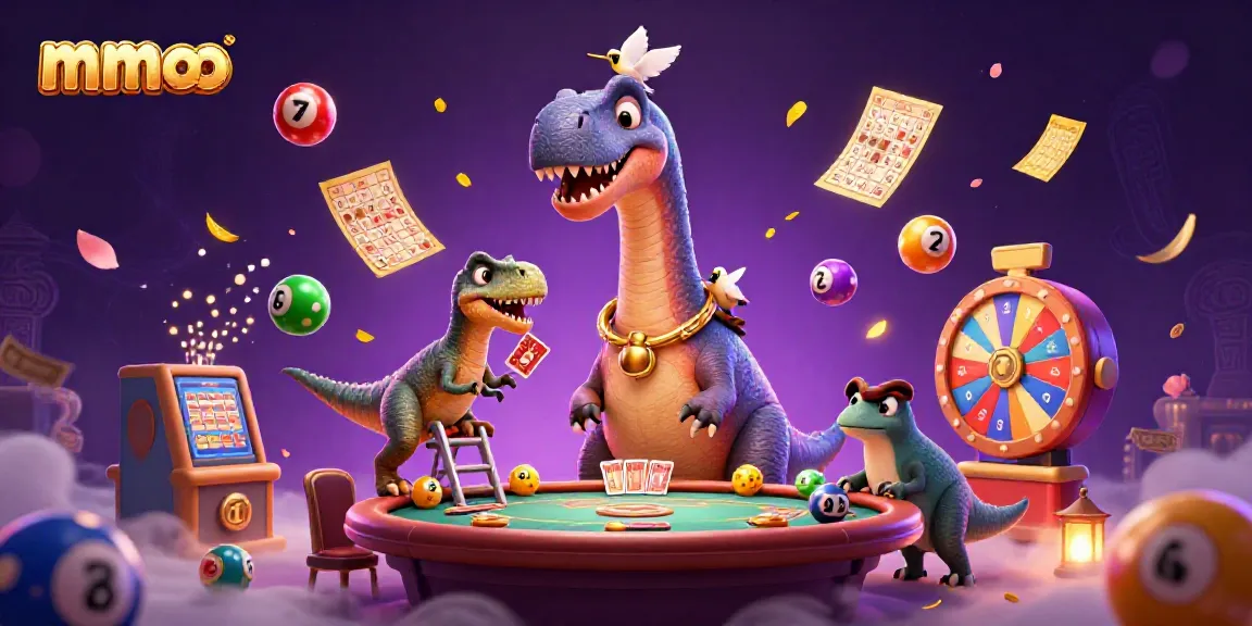 Join the mmoo gaming excitement with vibrant characters and lottery elements in a casino atmosphere.