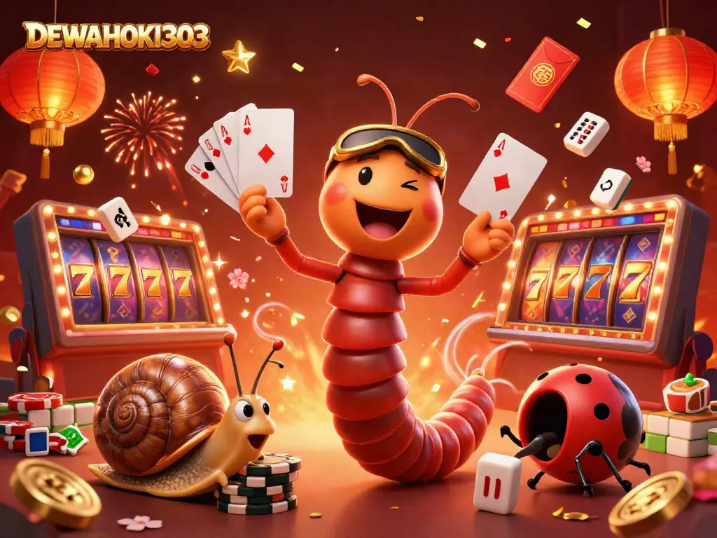Rasakan pengalaman slot menarik di DEWAHOKI303 saat bermain dengan dealer kartun dan simbol keberuntungan.
