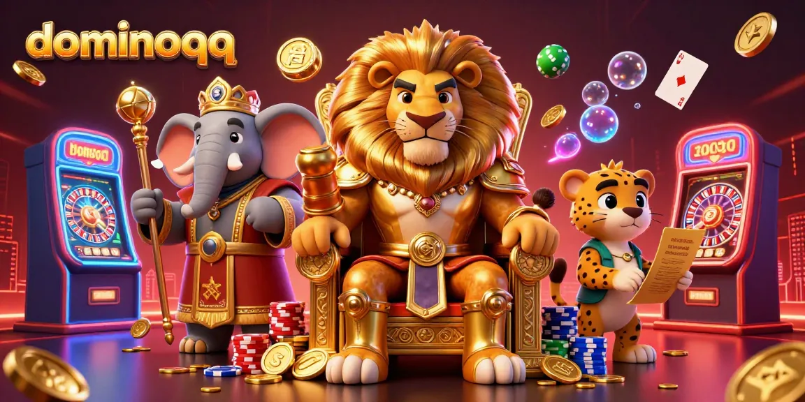 Engage with dominoqq's vibrant gaming atmosphere featuring lively poker tables and casino chips.