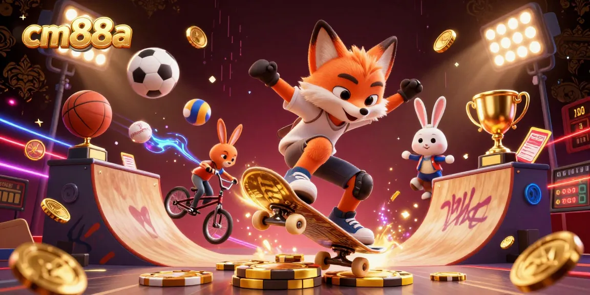 Experience thrilling gaming action at cm88a with vibrant characters and casino elements in a dynamic scene.