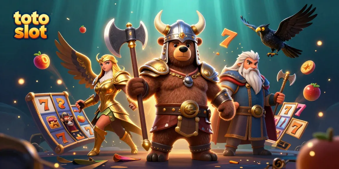 Toto slot gameplay featuring dynamic reels and lucky symbols, with a Viking bear and Valkyrie eagle.