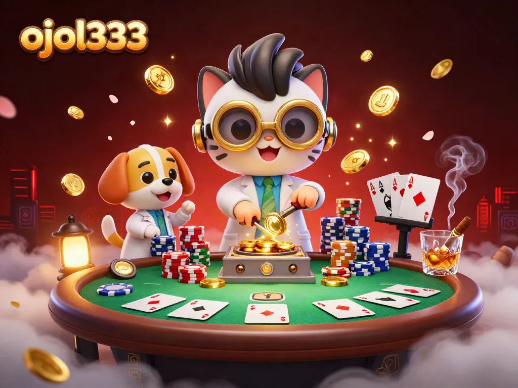 Engage with exciting ojol333 gaming action among vibrant poker elements and dynamic 3D characters.