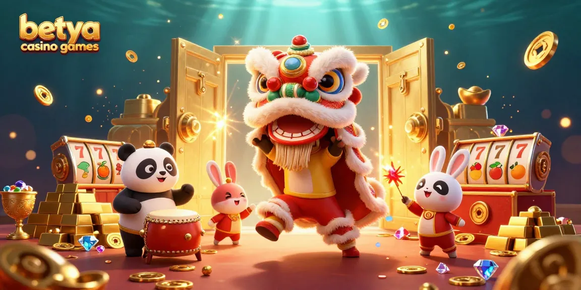 Engage with betya casino games in this vibrant 3D illustration, featuring symbols of luck and fortune.