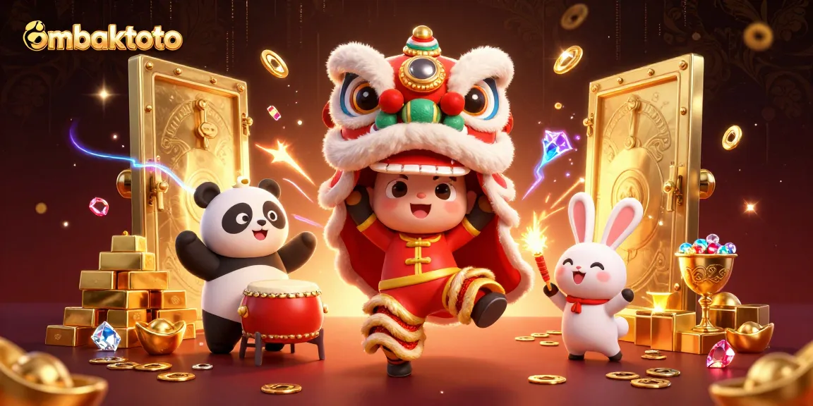 Experience ombaktoto's lively action featuring dragons, gold treasures, and festive characters celebrating luck.