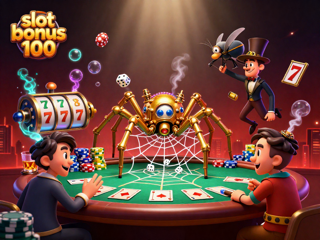 Engage with the thrilling slot bonus 100 game and catch big wins in the animated casino scene.