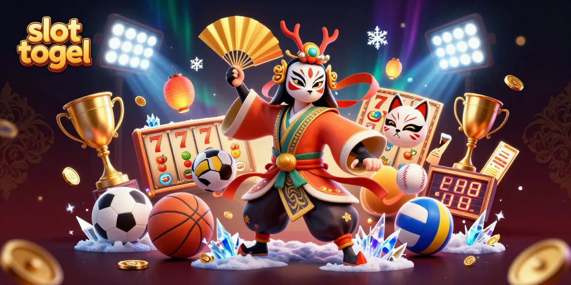 Experience the thrill of slot togel with dynamic slot reels and colorful game elements in this vibrant illustration.