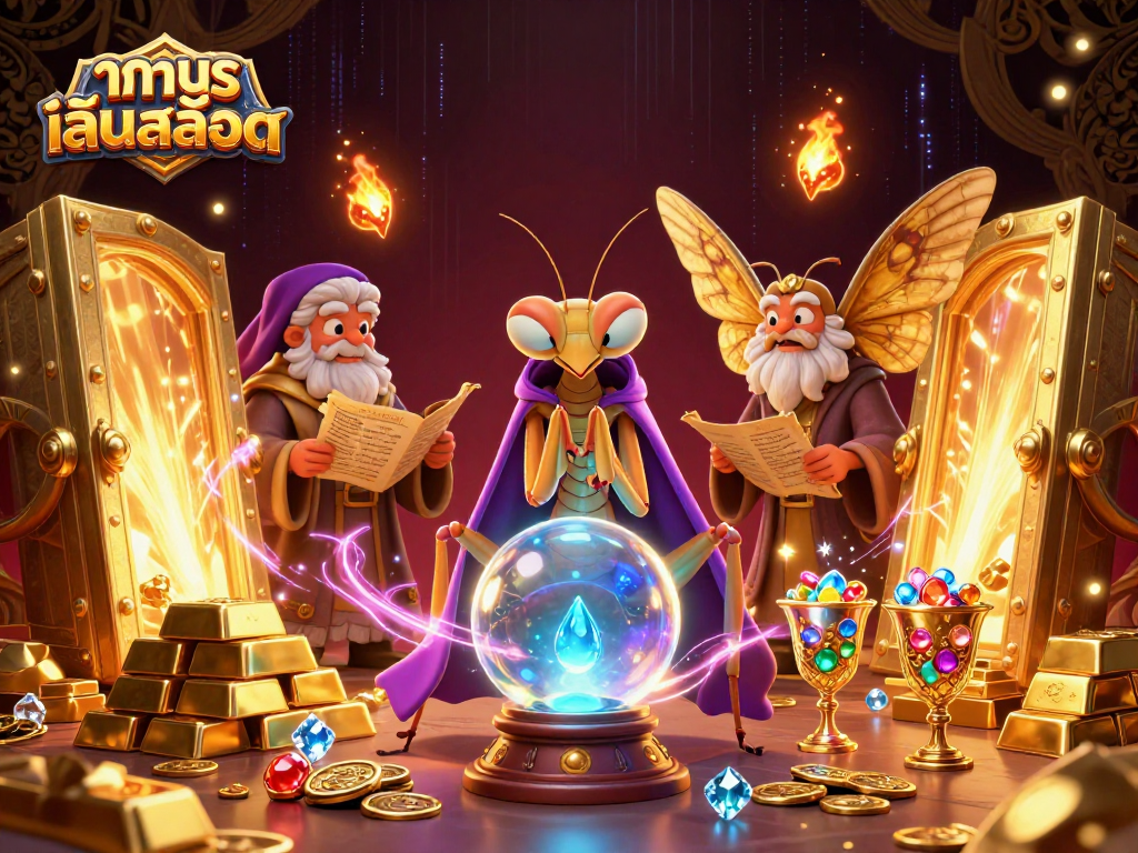 Experience ทดลองเล่นสล็อต with vibrant 3D visuals showcasing a magical scene of fortune and treasures.
