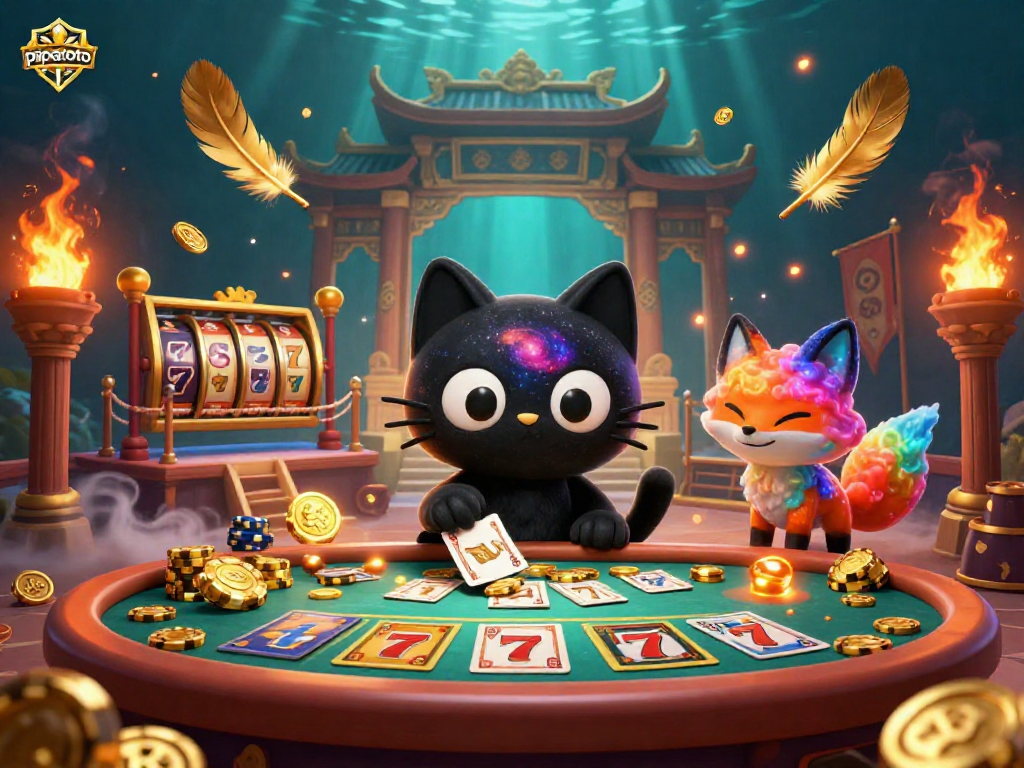 Engage in thrilling gaming with pipatoto at a cosmic casino table featuring vibrant elements.