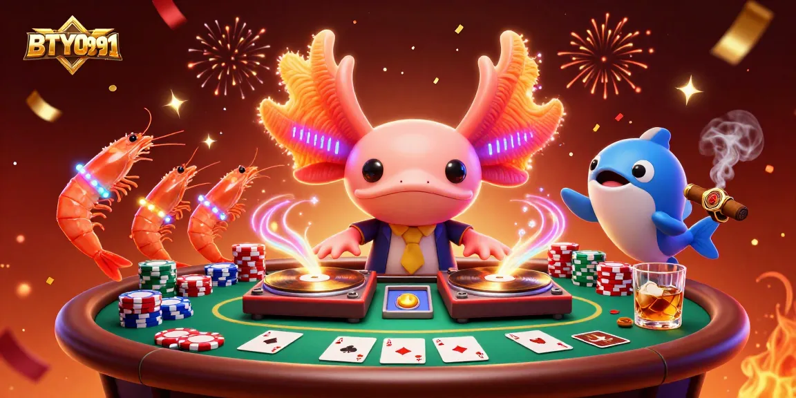 Experience BTY0991's thrilling casino atmosphere with vibrant characters and dynamic poker elements.