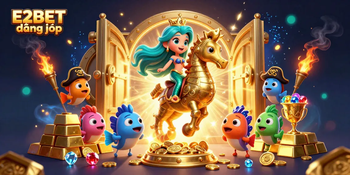 Experience E2BET đăng nhập with thrilling casino gaming adventures in this vibrant 3D illustration.