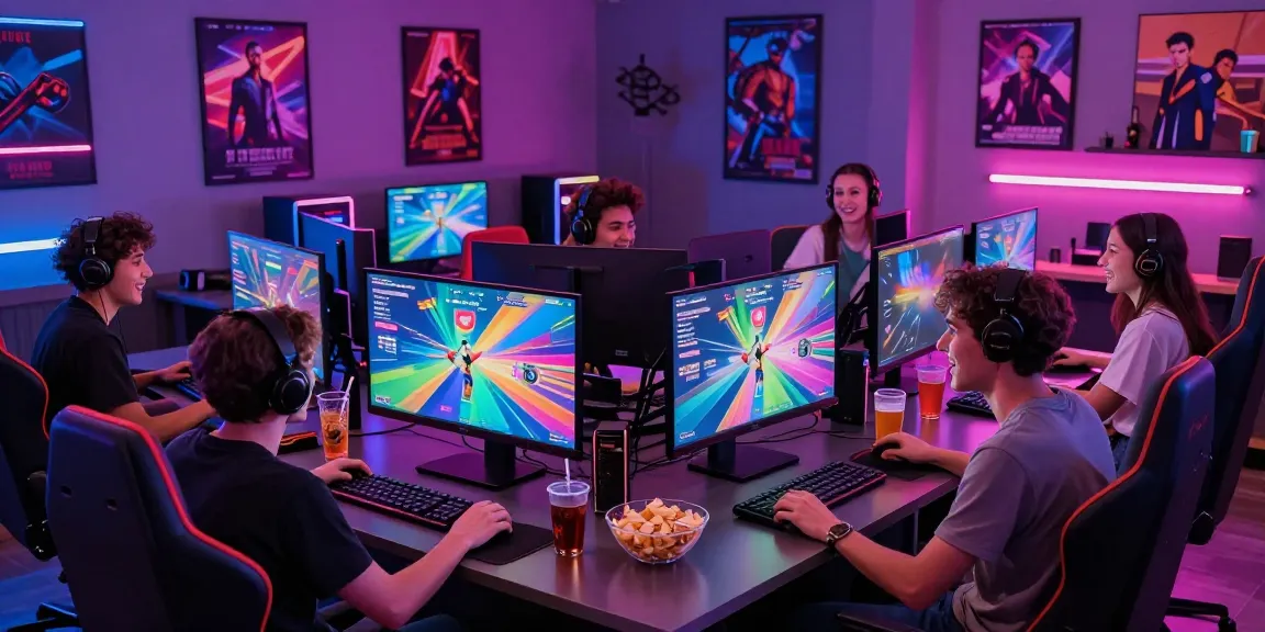 Engaging fun adult games environment with diverse adults enjoying gaming experience together.