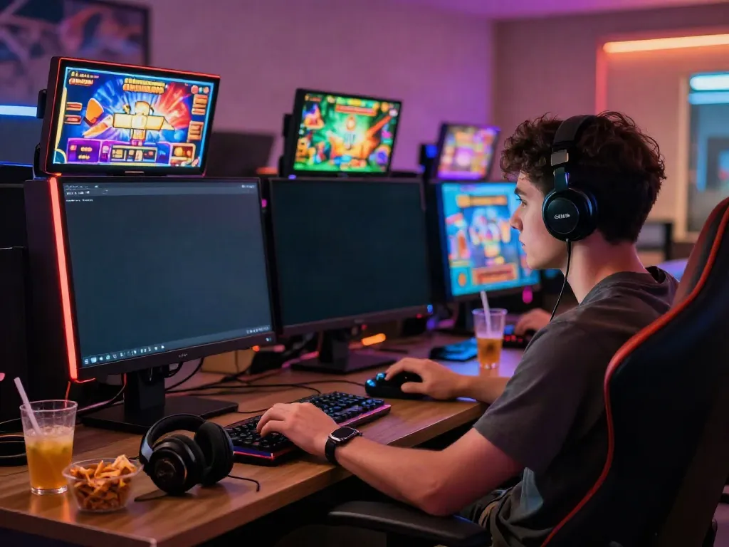 Engaging gaming experience showing a player focused on ทดลองสล็อต with vibrant visuals.