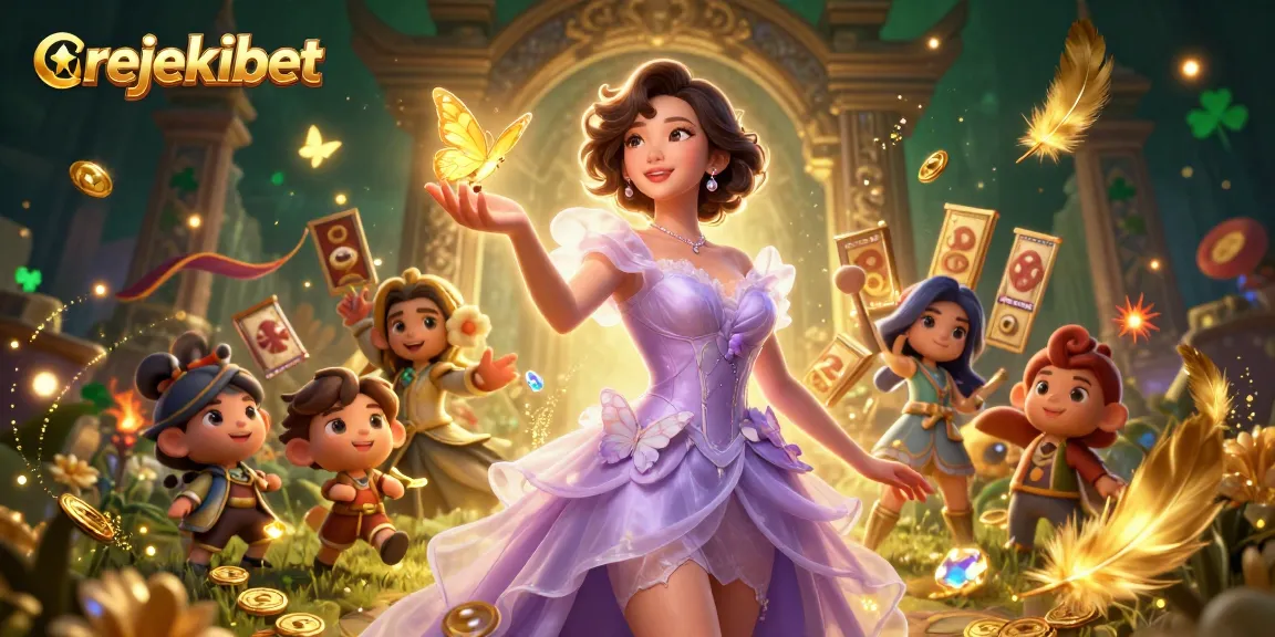 Experience rejekibet's thrilling slot games with vibrant illustrations showcasing golden butterflies and jackpot elements.