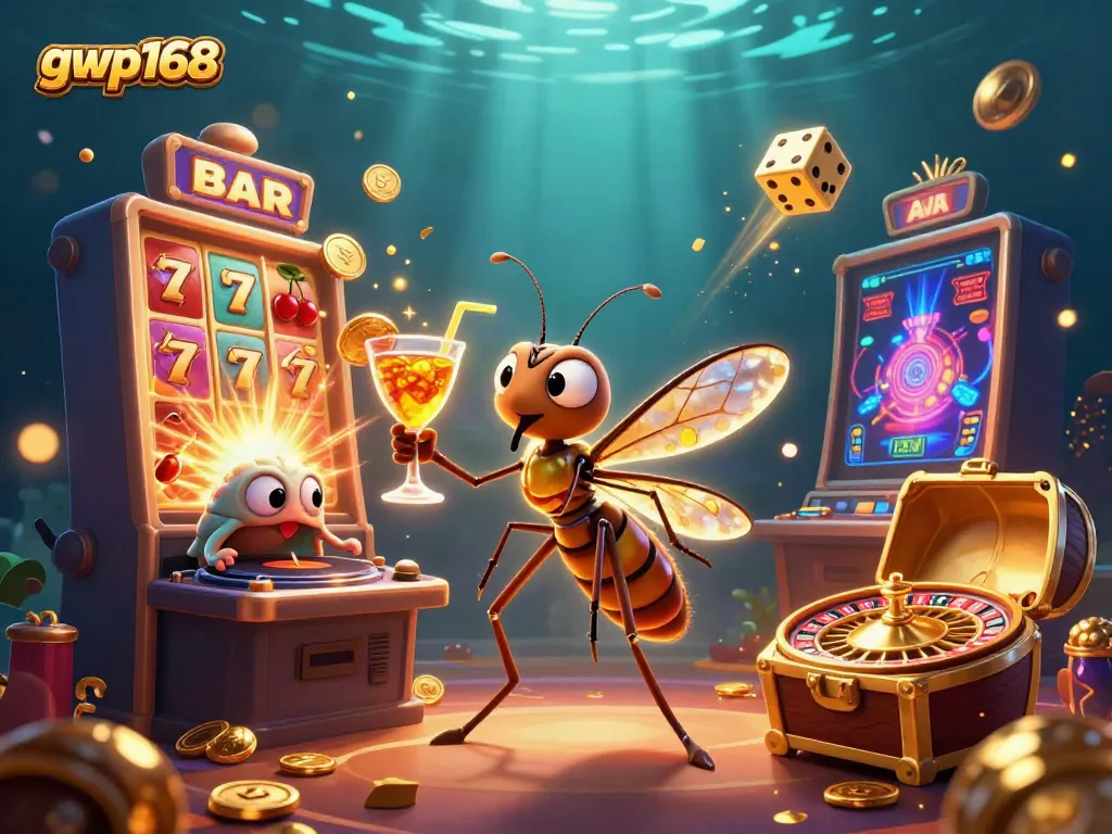 Permainan seru gwp168: simbol slot dan karakter berwarna di kasino digital