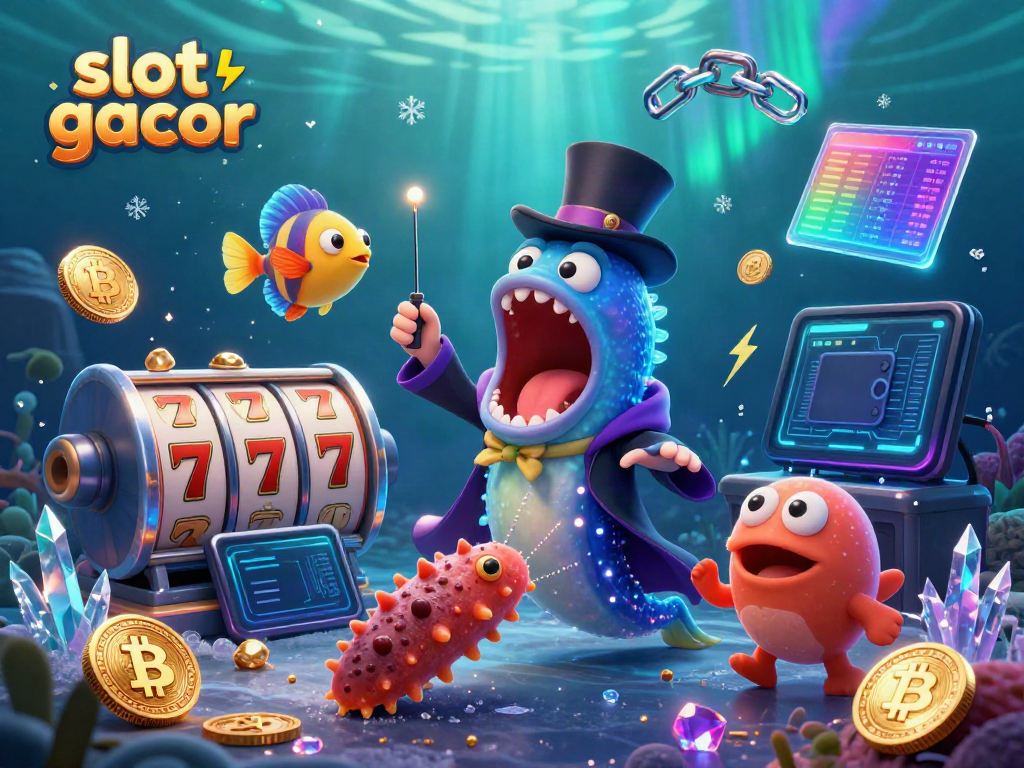 Engaging slot gacor scene showcasing an eel magician with glowing coins and slot reels.
