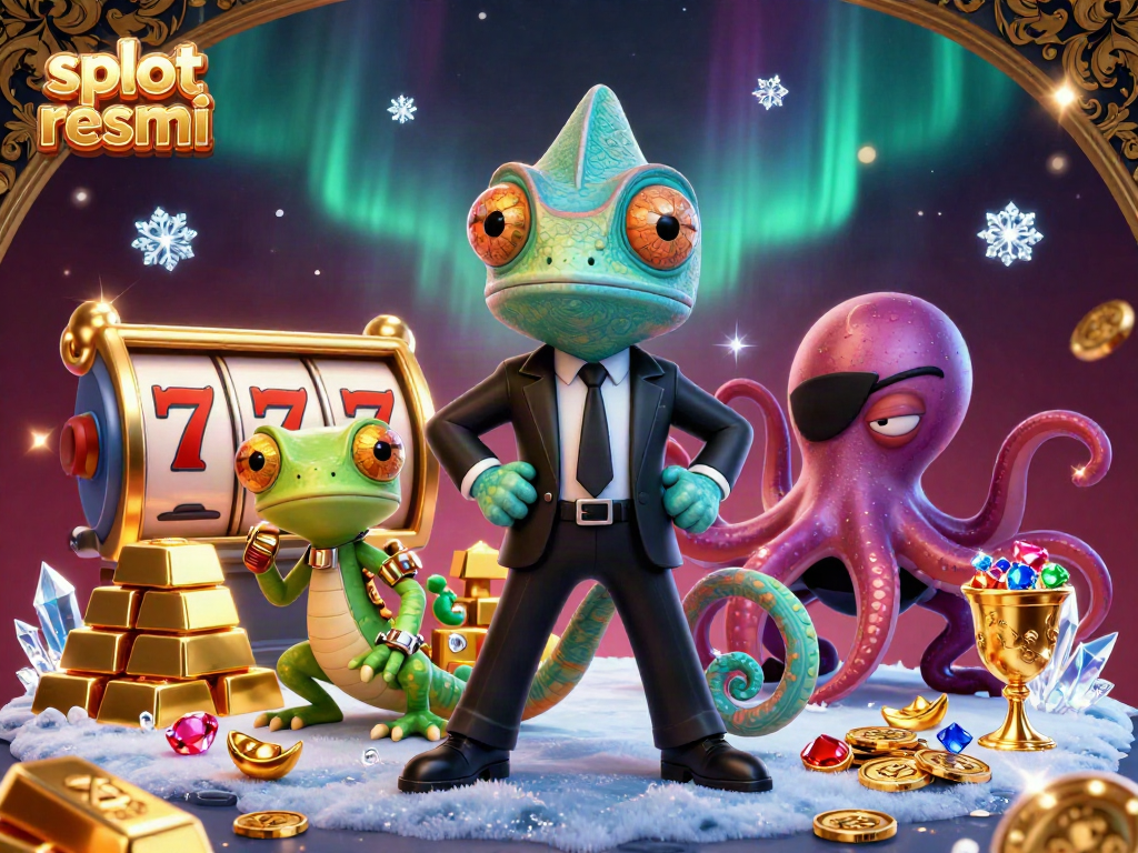 Spin to win at slot resmi with vibrant 3D casino characters amidst dazzling golden treasures!