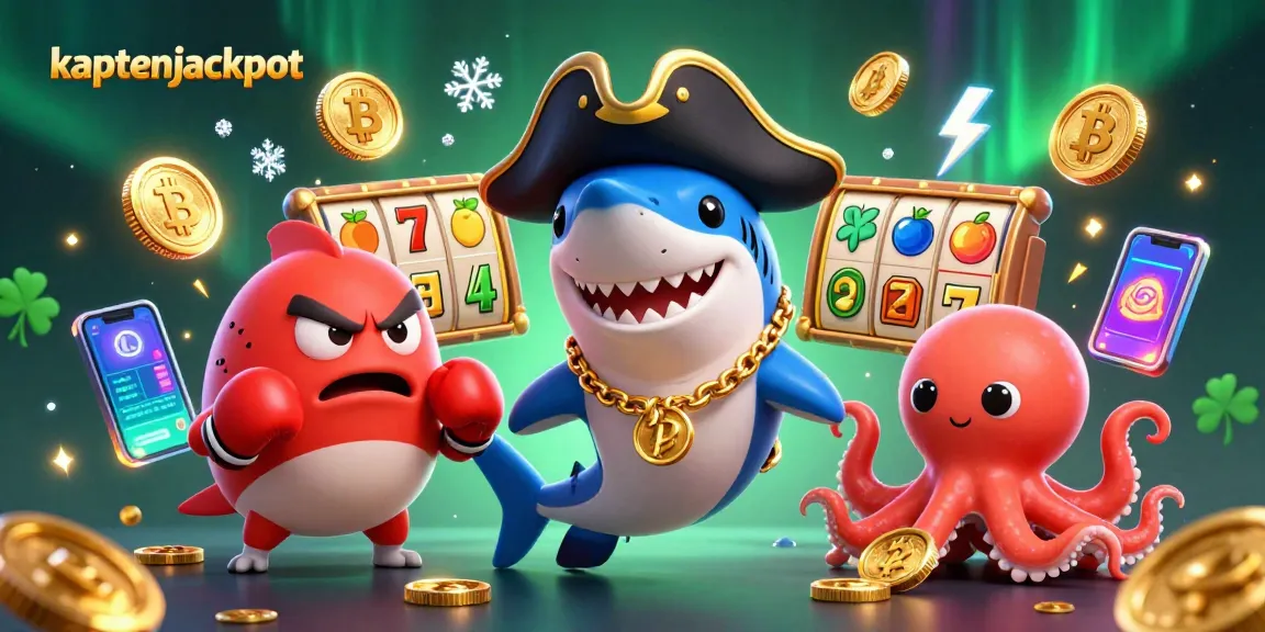 Engage in the kaptenjackpot online casino excitement with a colorful 3D pirate-themed illustration.