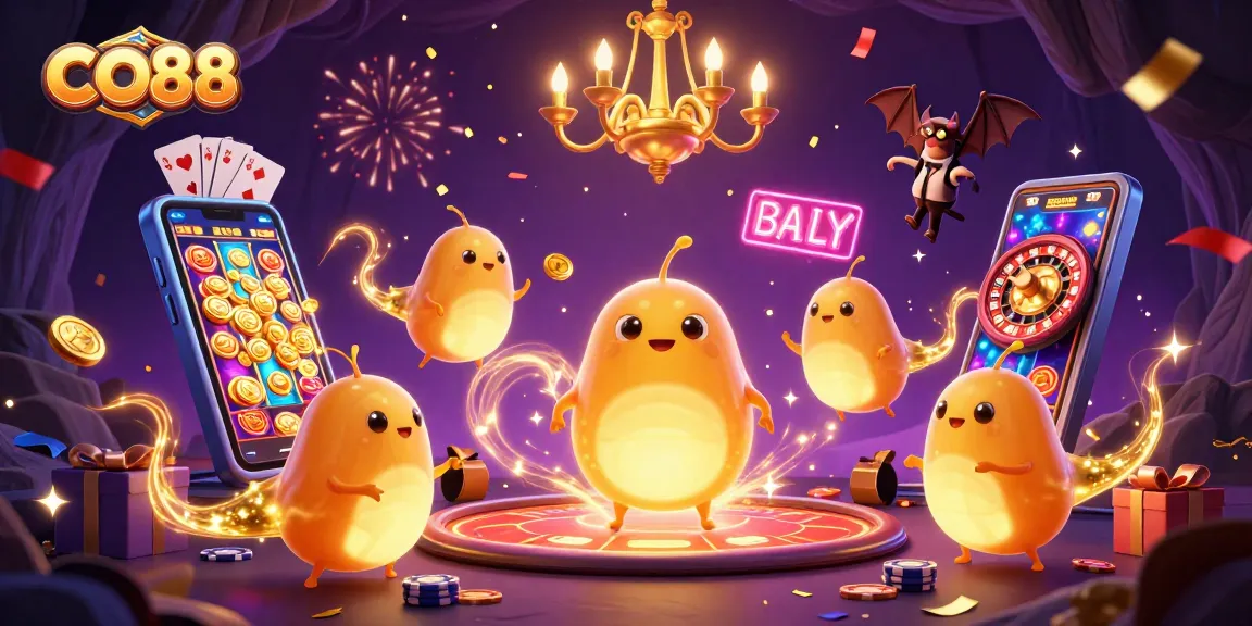 Experience the thrill of CO88 with vibrant slot games and animated dealer action in an immersive casino scene.