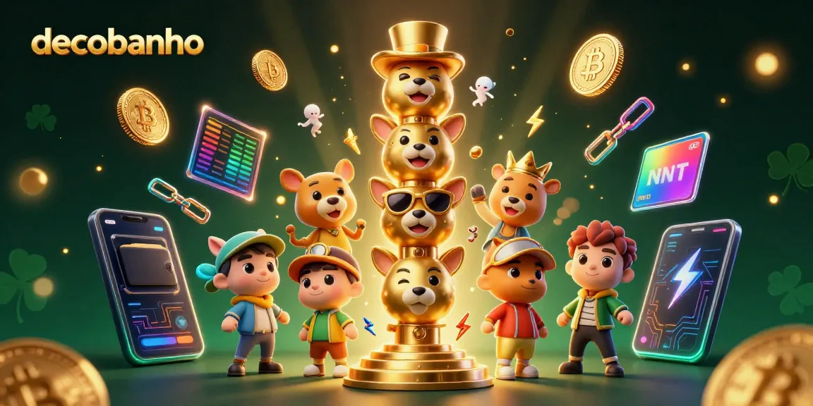 Engage with the vibrant decobanho experience, featuring a totem pole and crypto elements.