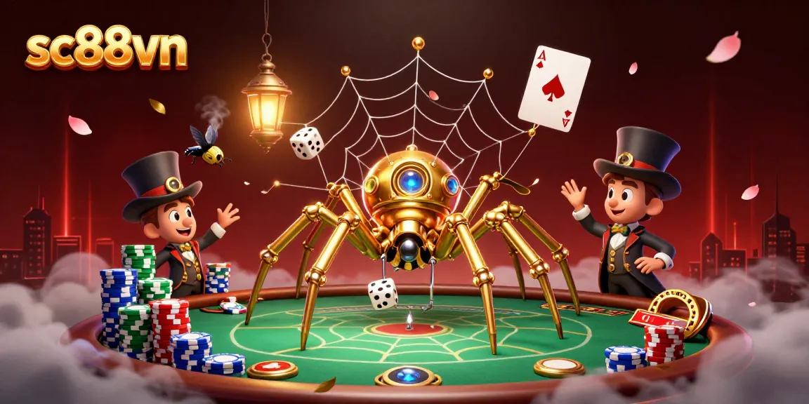Engage in thrilling gameplay with the sc88vn casino featuring a dynamic scene of steampunk characters and poker elements.