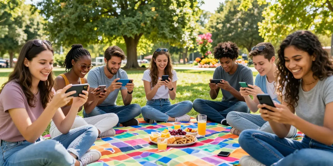 Friends enjoying the mobile game Teen Patti Gold in the park, highlighting community and fun.