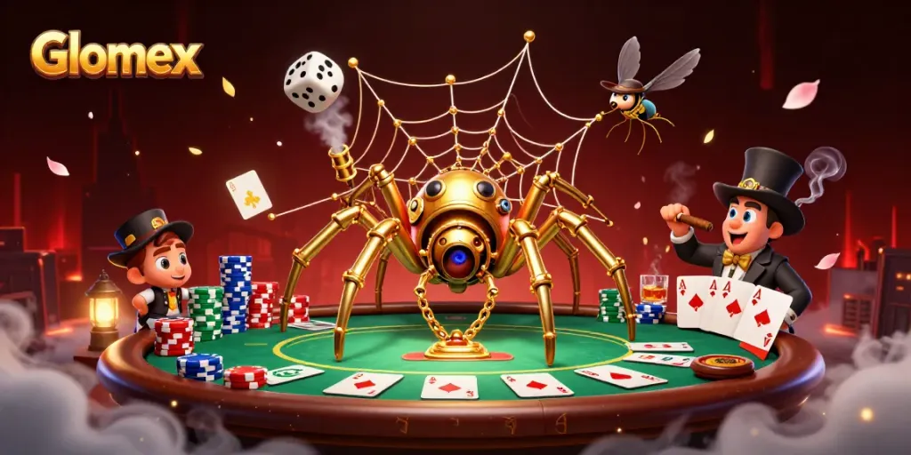 Engage with Glomex in an exciting round of poker amidst a steampunk scene.