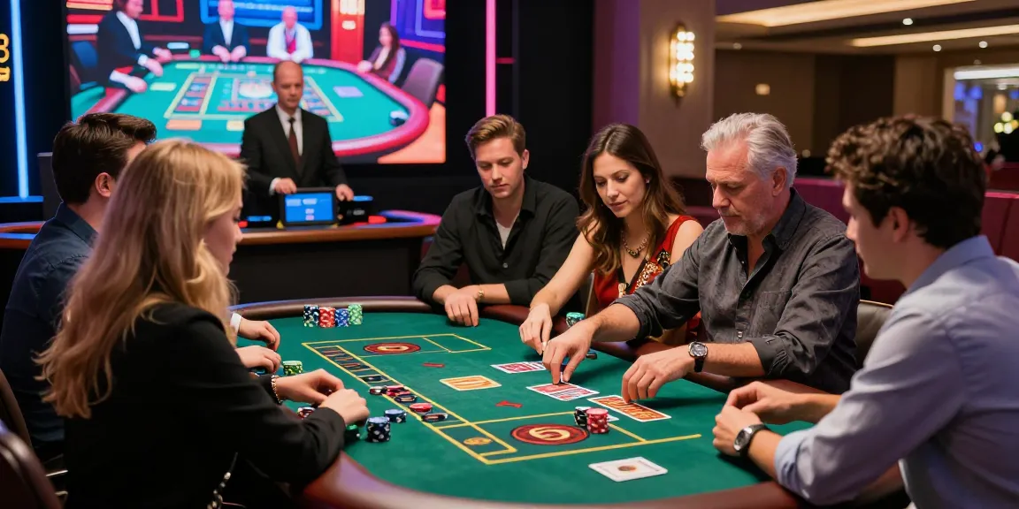 สมัครfun88 enthusiasts enjoying baccarat and roulette in an engaging live casino experience, showcasing vibrant ambiance.