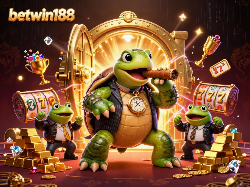 Elevate your game with betwin188's vibrant casino illustration featuring a colorful turtle mobster.